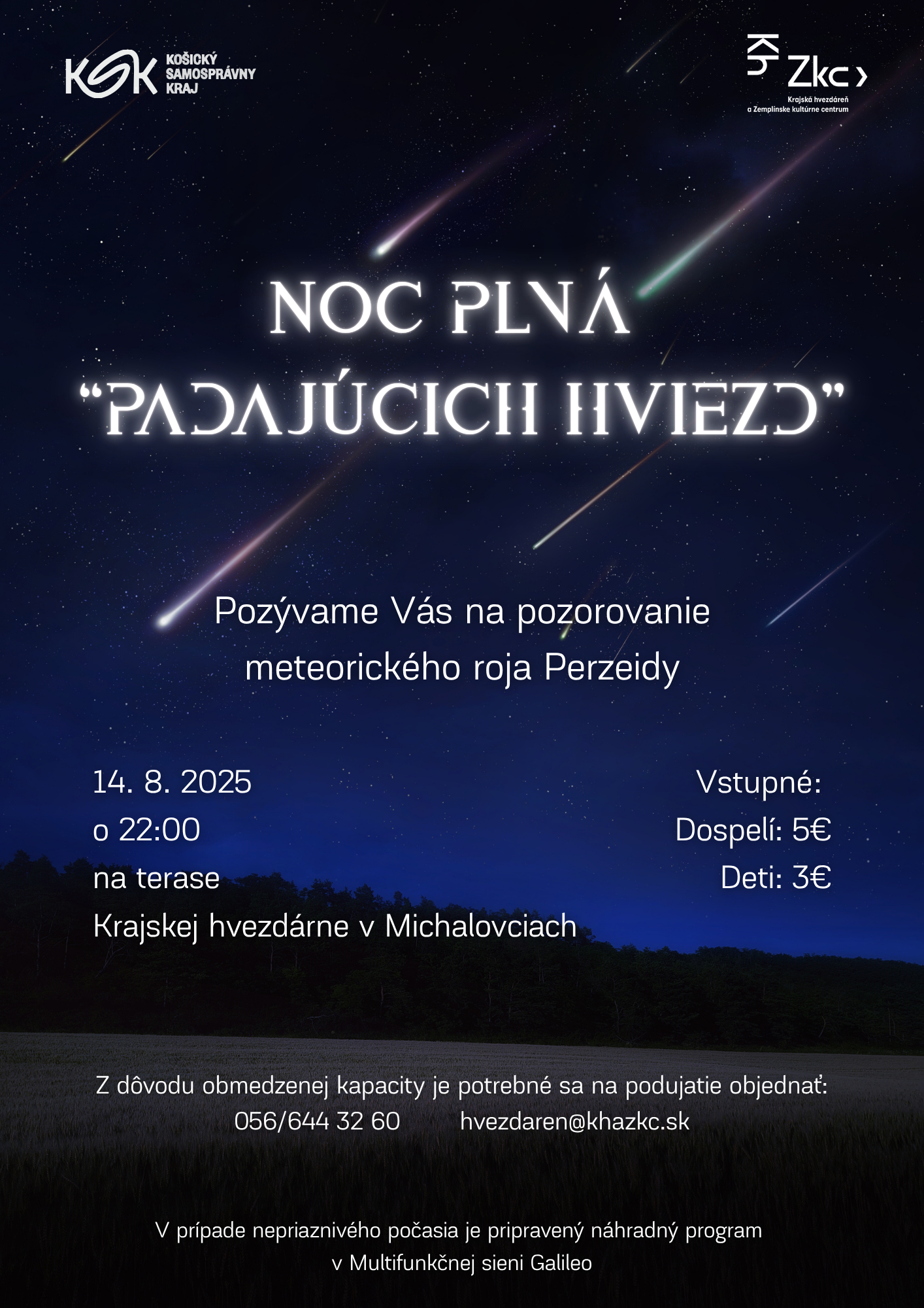 Pozývame Vás na Noc plnú padajúcich hviezd - pozorovanie meteorického roja Perzeidy
