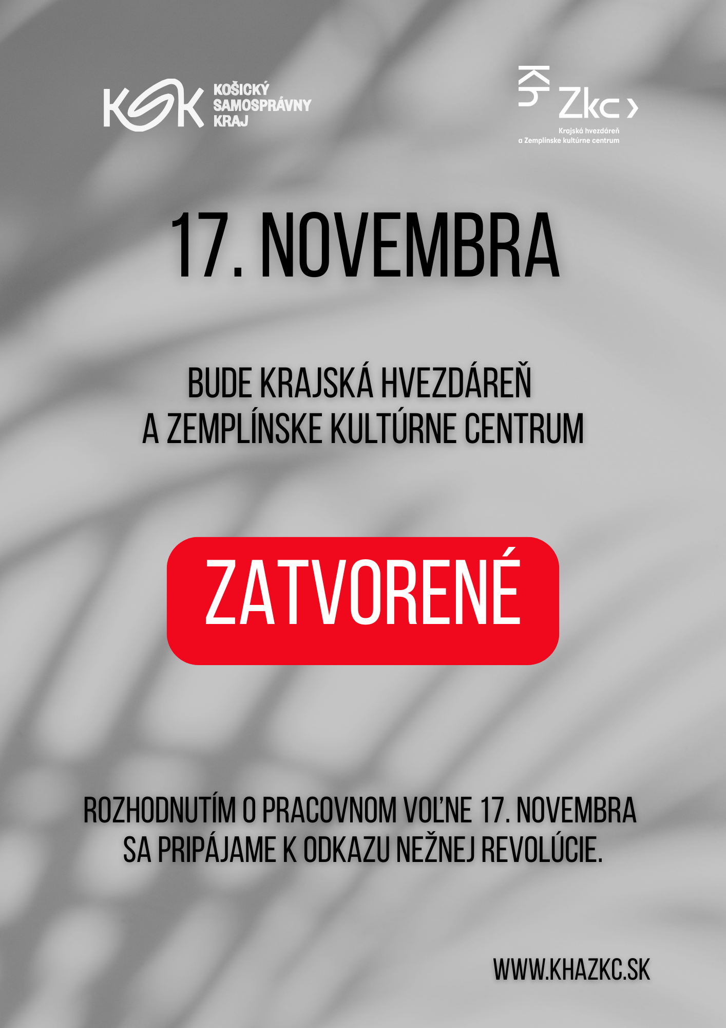Oznam o zatvorení hvezdárne 17.11.2025