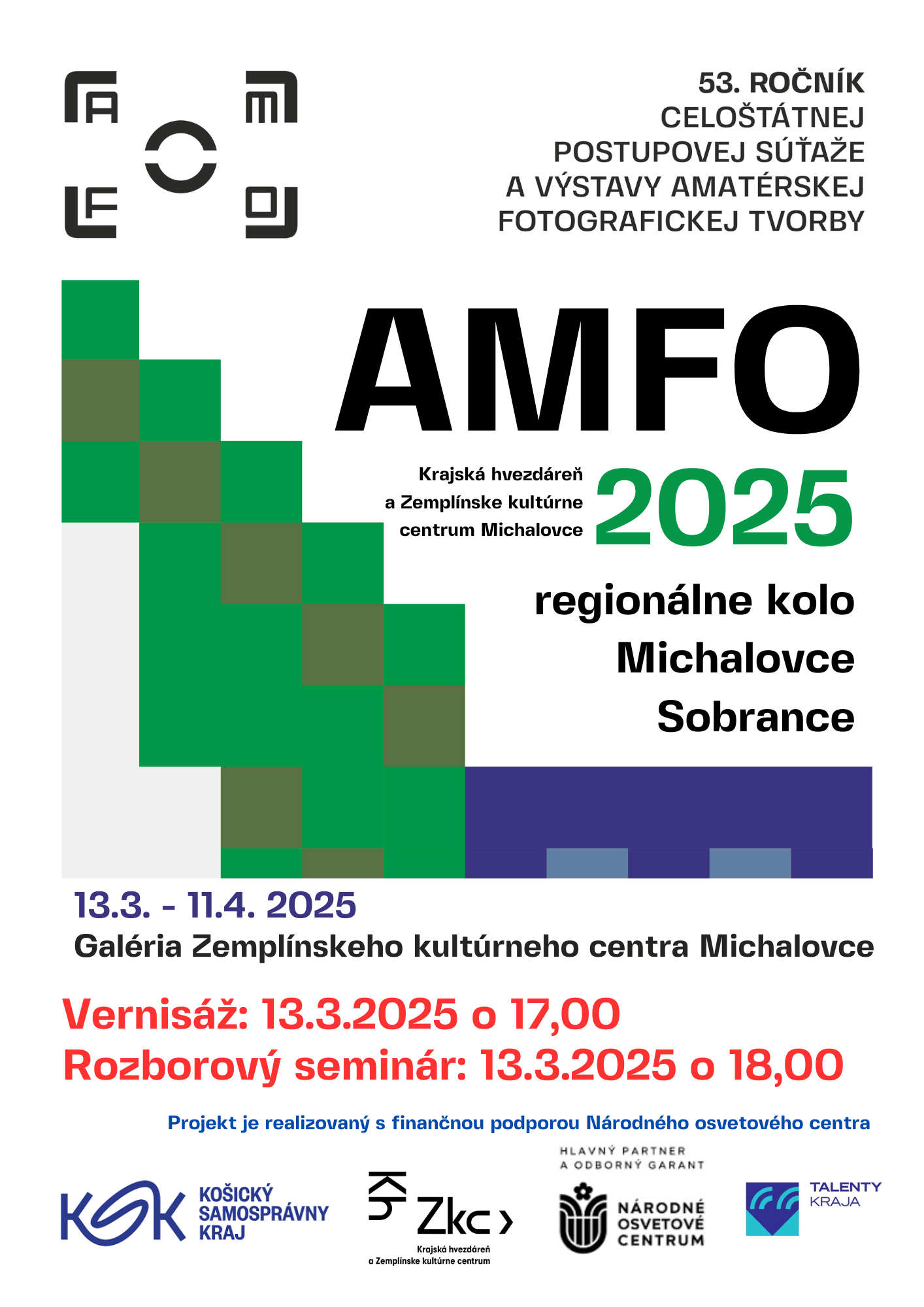 výstava, vernisáž, rozborový, seminár - AMFO 2025 - regionálne kolo MI, SO