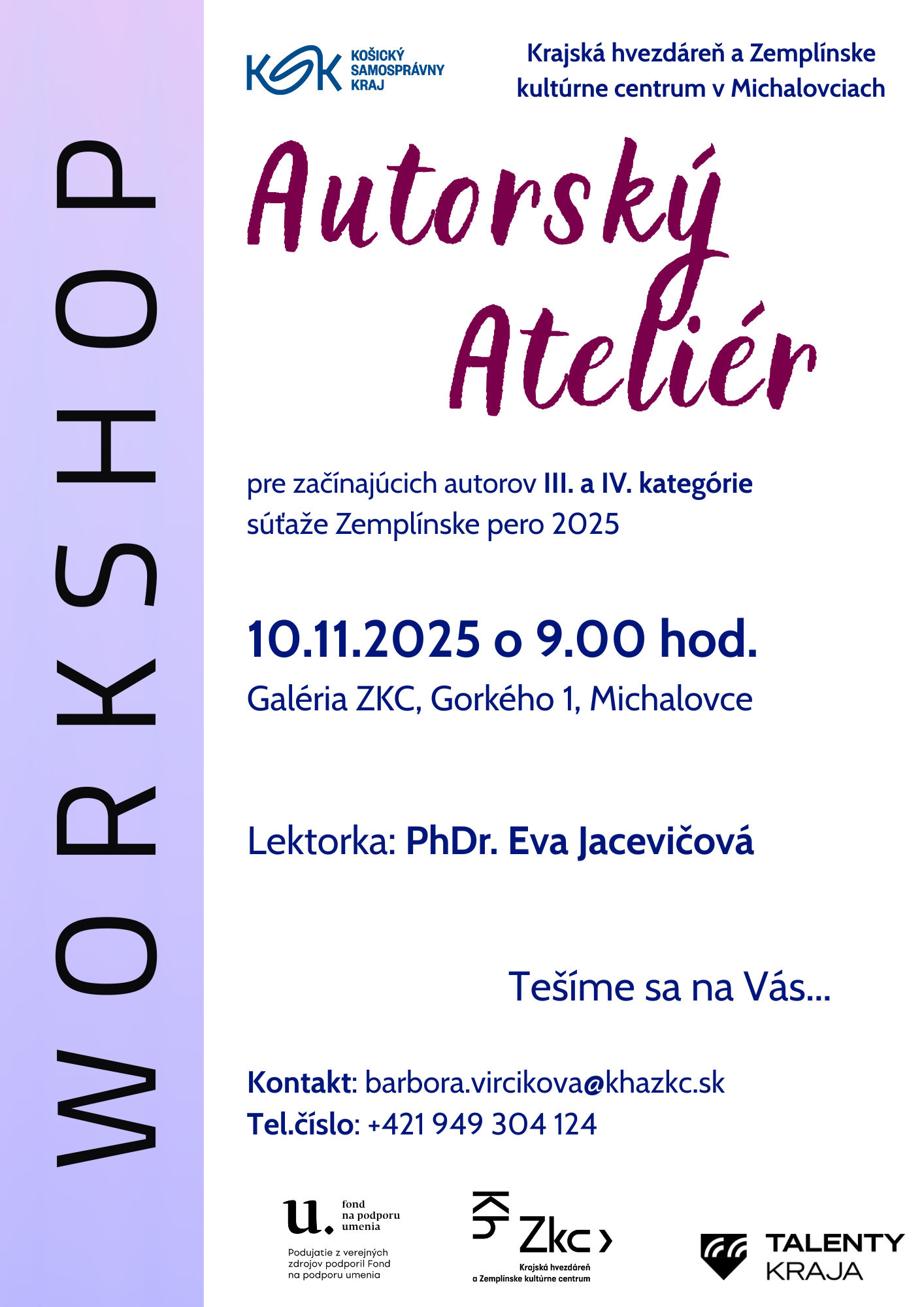 Zemplínske pero 2025 - Workshop - Autorský Ateliér