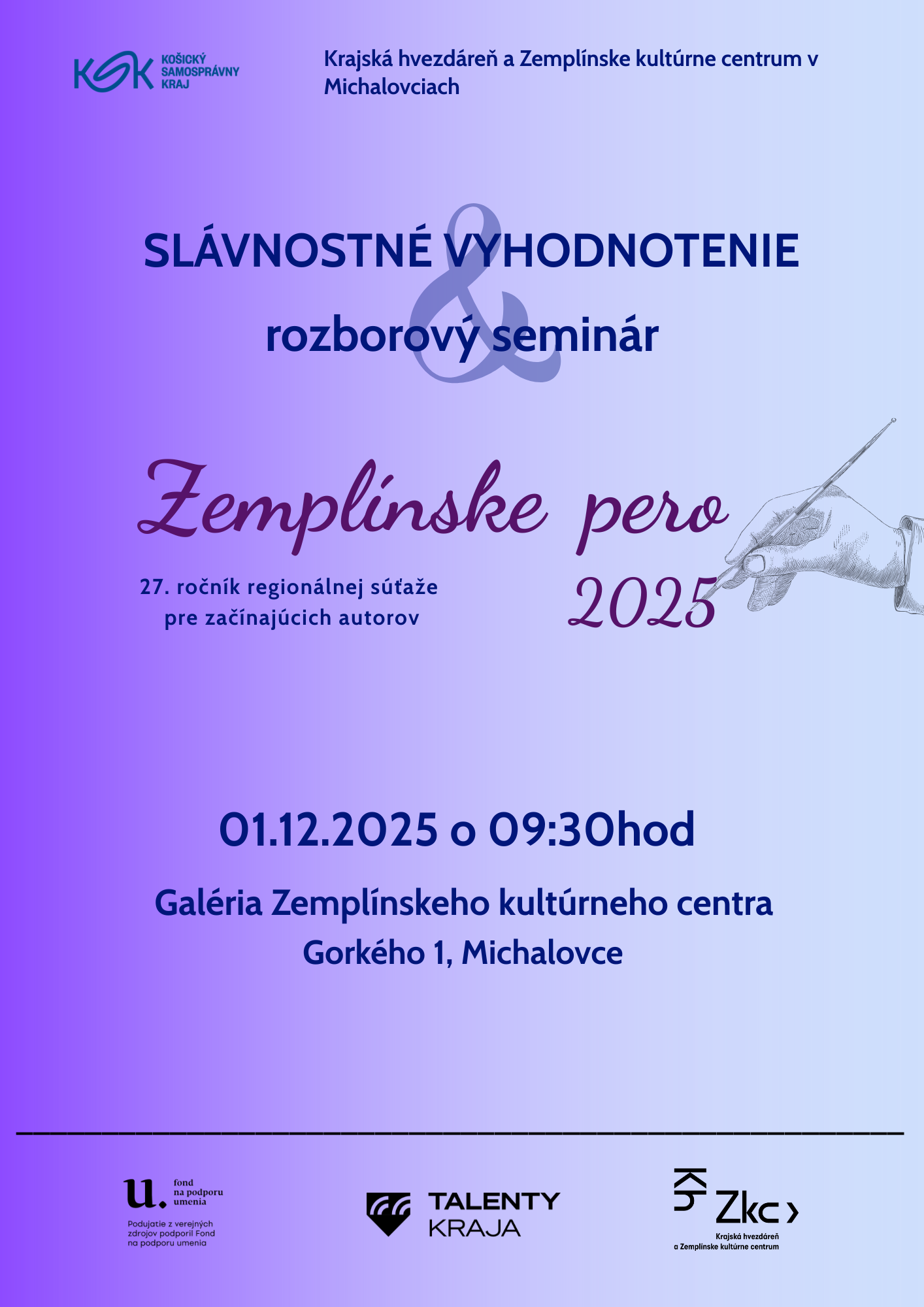 Zemplínske pero 2025 - Slávnostné vyhodnotenie a rozborový seminár