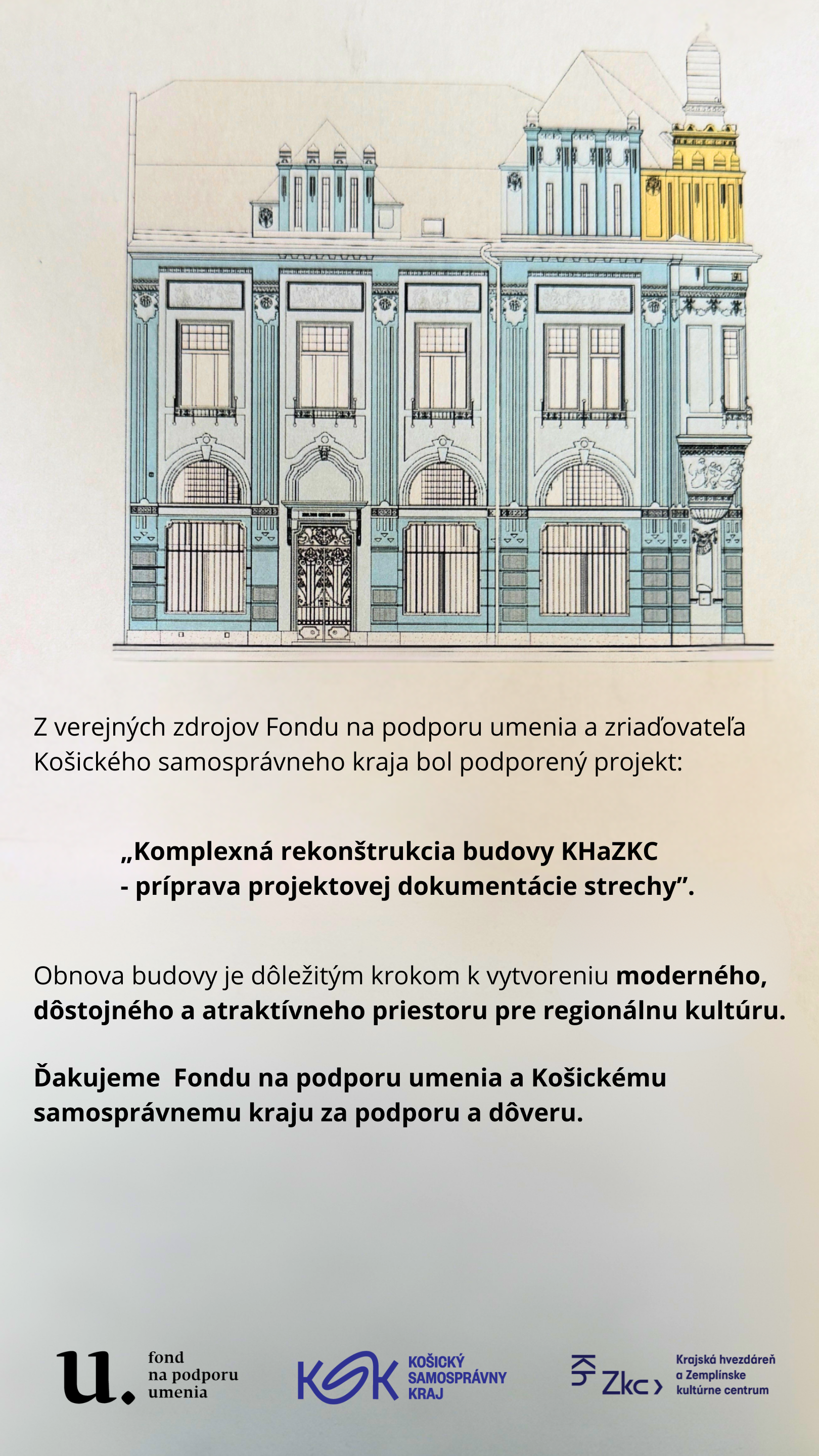 Komplexná rekonštrukcia budovy KHaZKC – príprava projektovej dokumentácie strechy