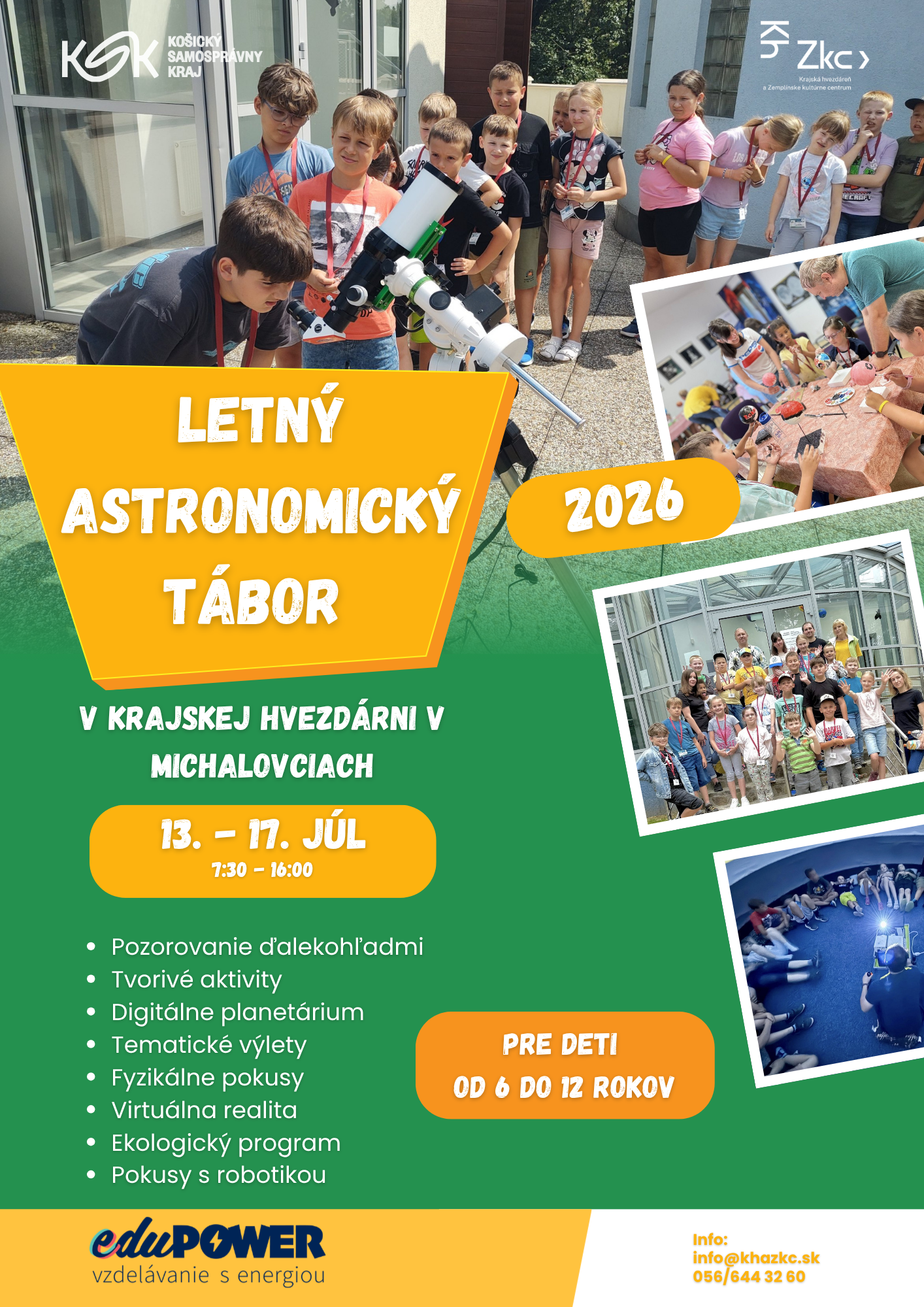Letný astronomický tábor v Krajskej hvezdárni 2026