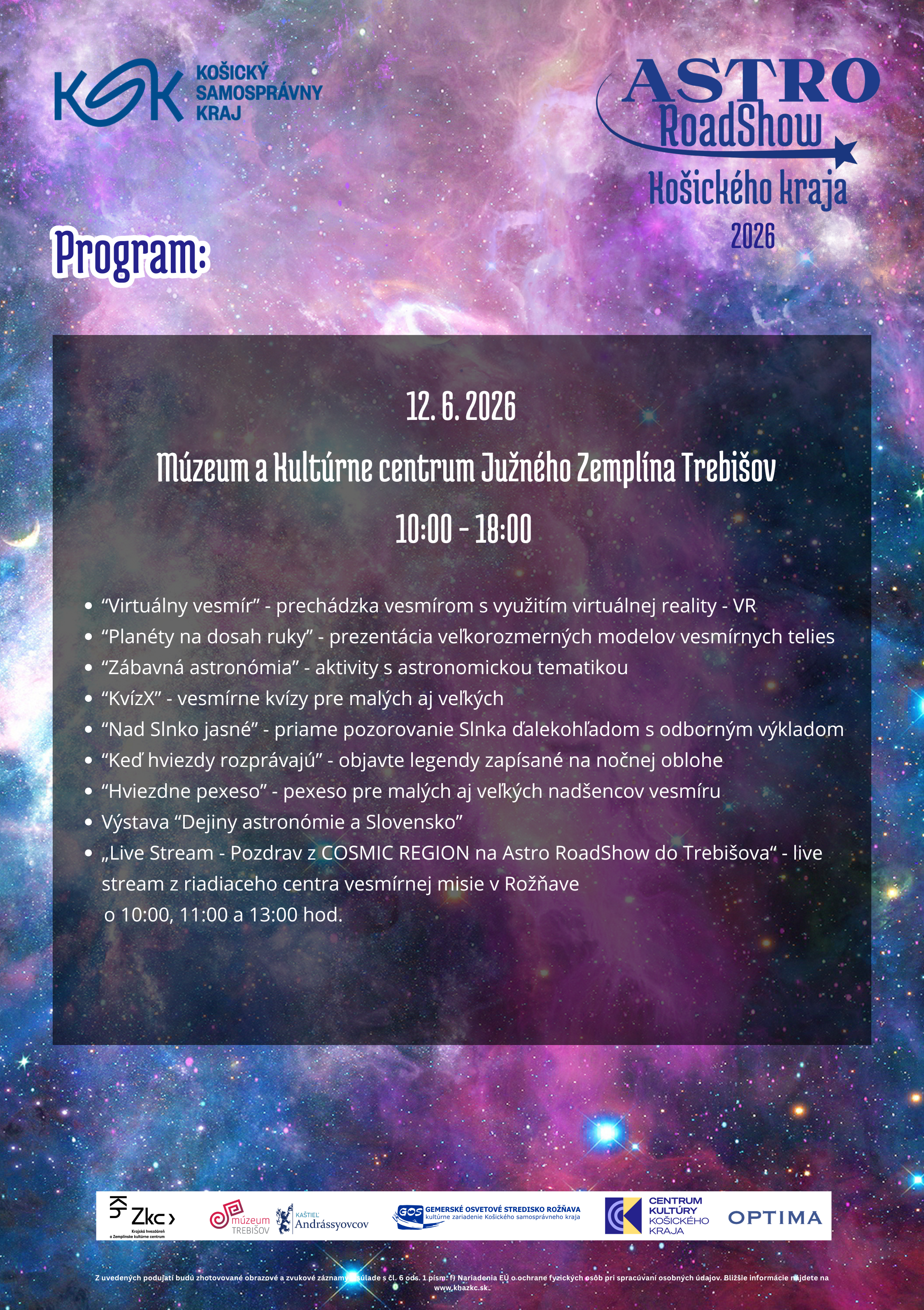 AstroRoadShow Košického kraja 2026 - Trebišov